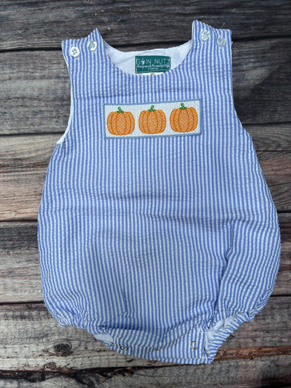 Pumpkin Seersucker Bubble (Boy)